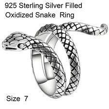Snake Ring Real 925 Sterling Silver Filled Solid Oxidized Wraparound Size 7