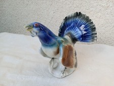 Figure en Porcelaine Coq de Bruyère Balzend Coloré Gräfenthal 15x16cm