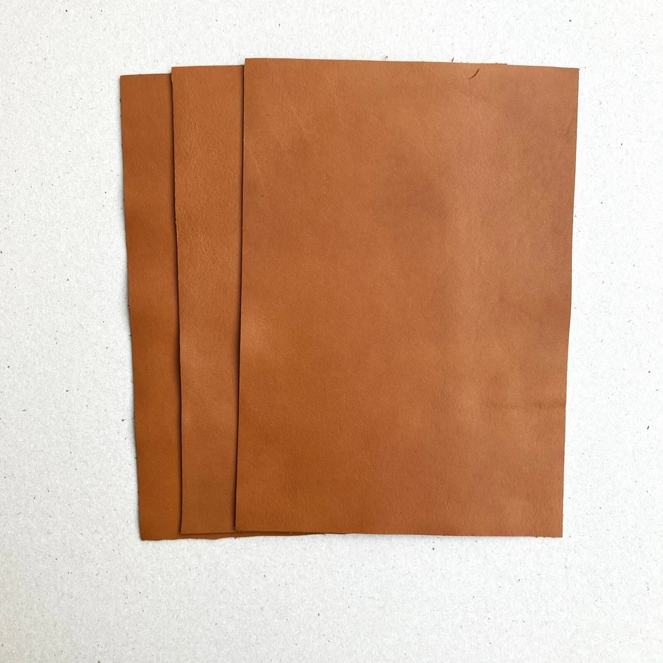 Paneles de cuero italiano suave precortados hágalo usted mismo 21x29,7 cm. Pack de 3 piezas A4. Foto 3 de 4