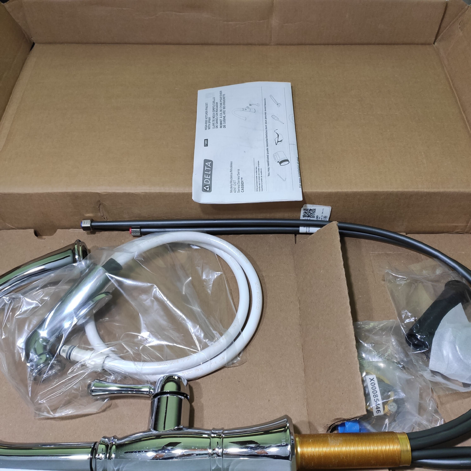 Delta 4297-DST Cassidy Deck Mount High-Arc Kitchen Faucet with Sprayer, Chrome