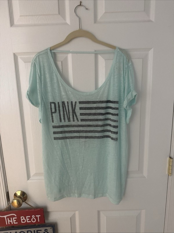 VS Pink top M/L Sea Green Sheer New With Tags