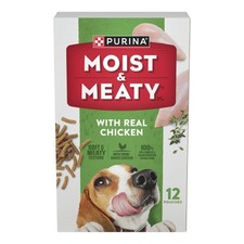 Purina Moist Meaty Dry Dog Food, High Protein Real Chicken,6 oz Pouch 12 Pack