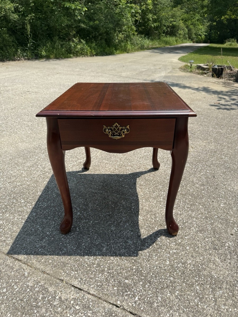 Vintage Solid Cherry Broyhill Queen Anne Side Table. Great Shape