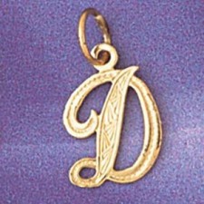 Initial D Charm Pendant 14k Gold 0.5 Grams 