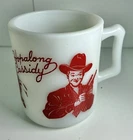 Vintage 1950s Red Hopalong Cassidy Mug, Hazel Atlas White Glass