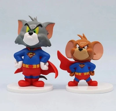 52TOYS TOM AND JERRY As SUPERMAN HOLLYWOOD series 2x 8cm Figures Gift Boxed Cartoon