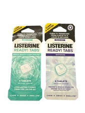 Listerine Ready! Tabs Whitening Polar Mint & Soft Mint Flavor 8 Tablets Ea. New