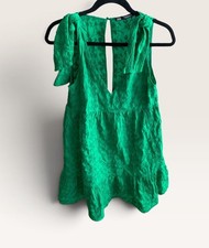 Zara Dress Romper Embroidered Green Tie Knot Dress Size Medium