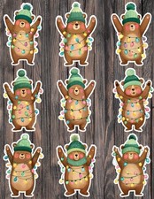 Christmas Lights Bear Die Cut Vinyl Stickers Scrapbooking Laptop Waterbottle