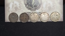 Canada Lot of 5 Silver 5 Cents 1872 1910 1912 1913 1920 Victoria & George V
