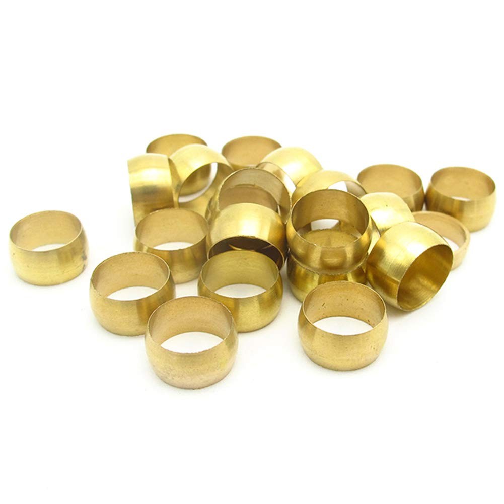 25 PCS Brass Compression Fitting Sleeves Ferrule Rings Fits 6mm Tube