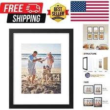 11x14 Matte Black Frame with Interchangeable Mat – Shatterproof & Stylish