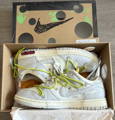 Nike Dunk Low Off-White White Yellow Leather Men's Low Top Sneakers