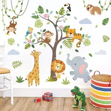 Nursery Wall Decal Baby Animals Wall Stickers for Boys Room Classroom Playroom