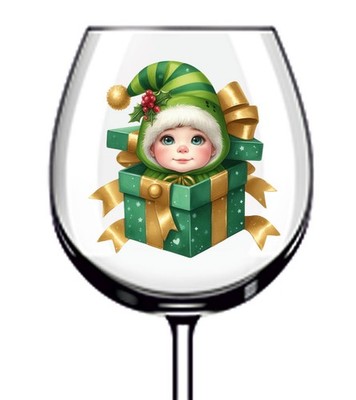 12x bunte Weihnachten Baby UVDTF Aufkleber-Becher Weinglas Flasche Tasse