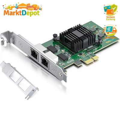Gigabit Dual NIC mit Intel 82576 Chip, 2 RJ45 Ports, PCIe X4