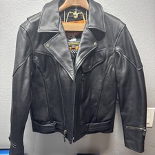 Vintage Black Leather Motorcycle Jacket Thins...