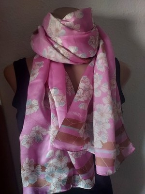 Coccinelle silk handkerchief pink with flowers long
