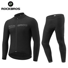 ROCKBROS Winter Cycling Jersey Sets Thermal Fleece Long Sleeve Bike Jersey Pants