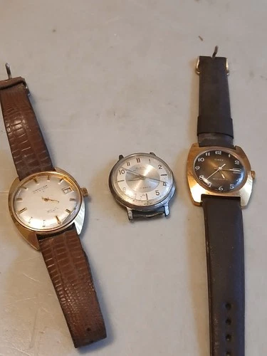 Lot Of 3 VINTAGE MEN'S WATCHES ELGIN WALTHAM TIMEX AUTOMATIC 17 JEWELS Repair