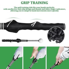 Retractable Golf Swing Aid w/Rhythm Click Sound Golf Grip Trainer Speed Training