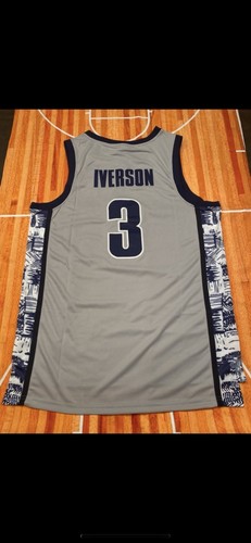 🏀🔥Allen Iverson Georgetown Hoyas Basketball Nike Men’s Gray Jersey Large🔥🏀 - Foto 2 di 5