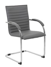 Boss Chrome Frame, Grey Vinyl Side Chair, 2 pack MODEL B9536-GY-2