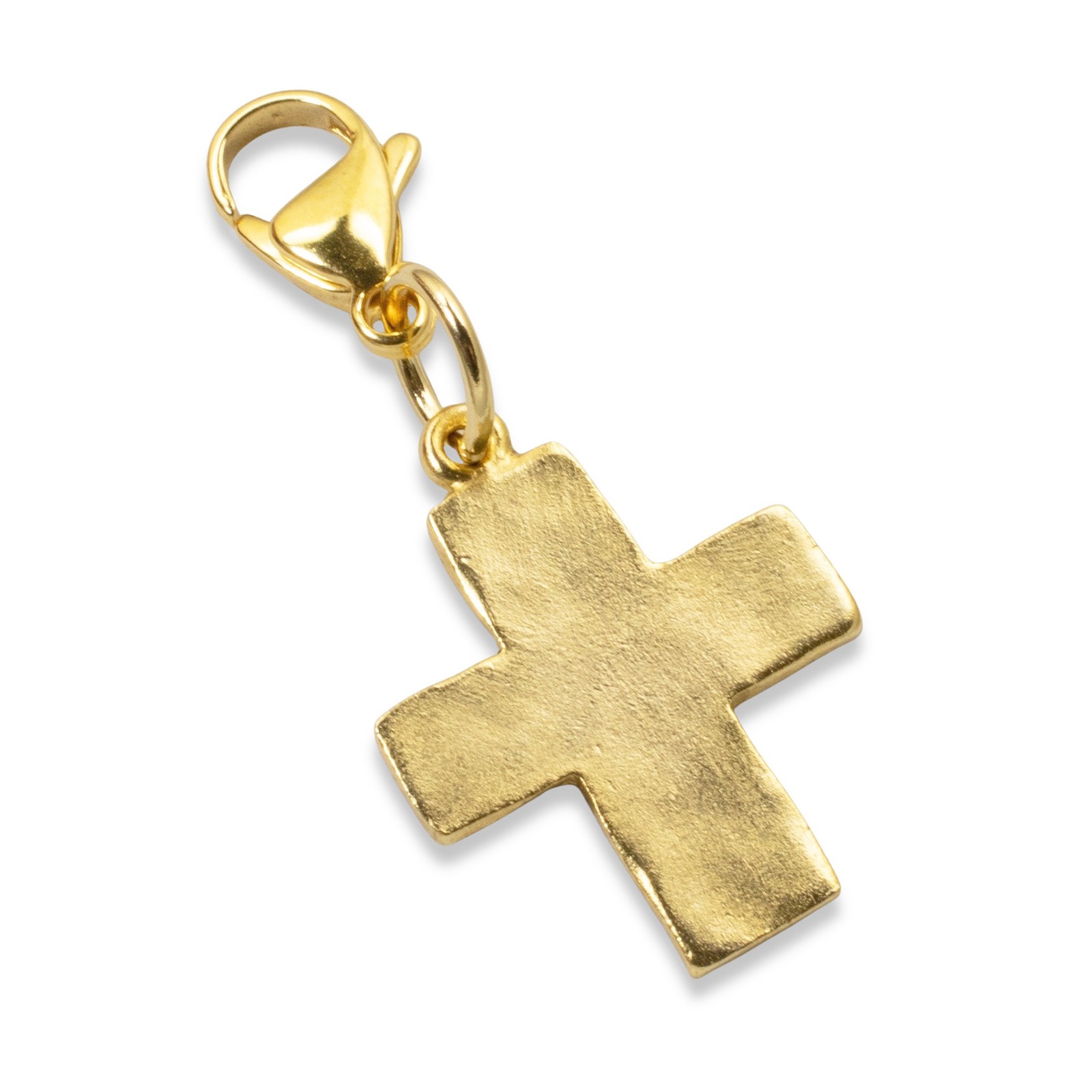 Gold Cross Clip-On Charm: 24k Plated Religious Pendant Purse Bag Accessory 1.75"