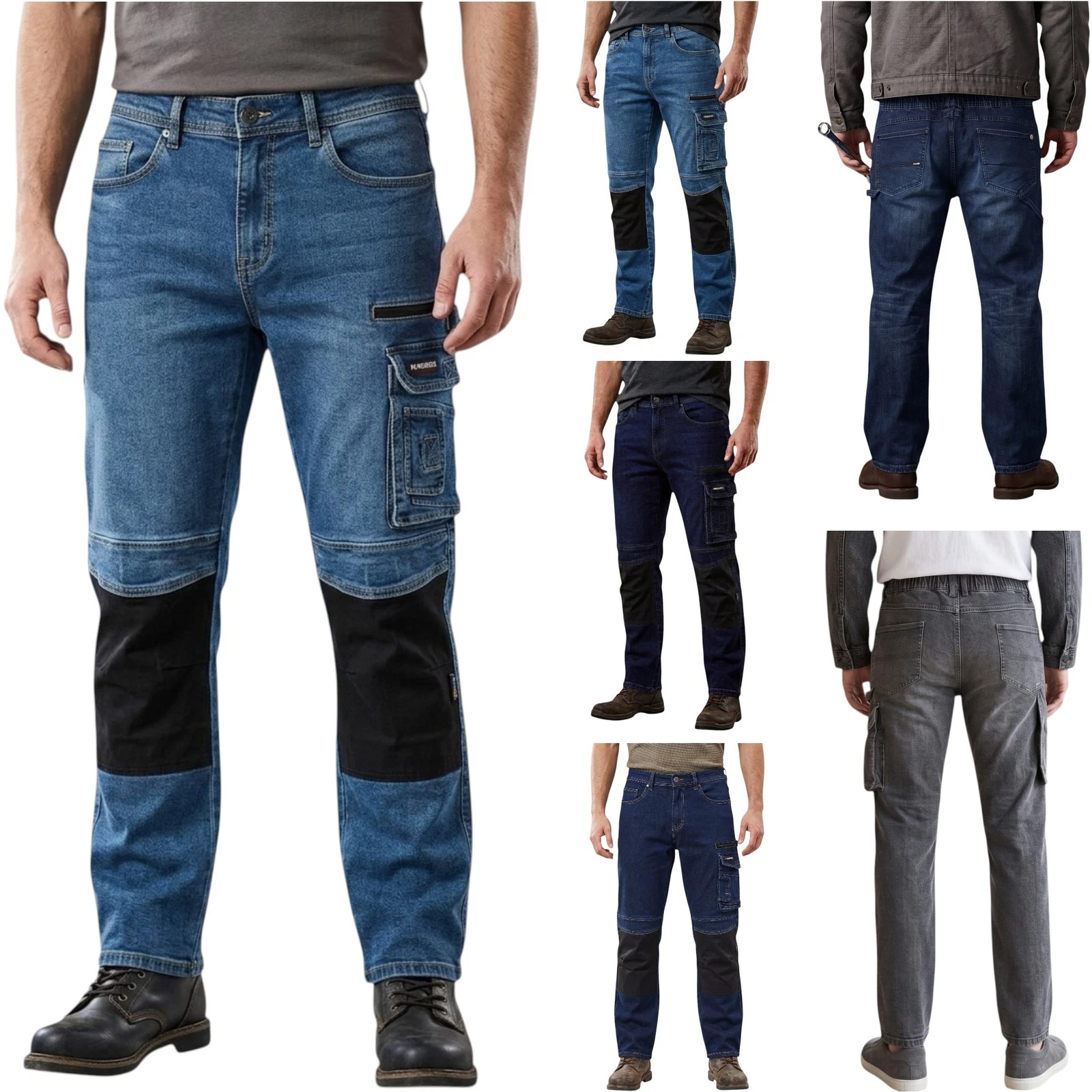 Parkside Mens Cargo Work Trousers Denim Jeans Tool Pockets Casual Cotton Chinos
Opens in a new windo