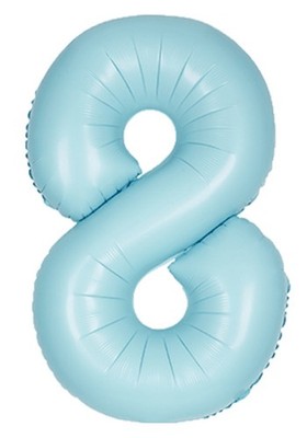 34 ZOLL EINZIGARTIGER MATTER PUDER PASTELLBLAU NUMMER 8 (ACHT) FOLIENBALLON 34''