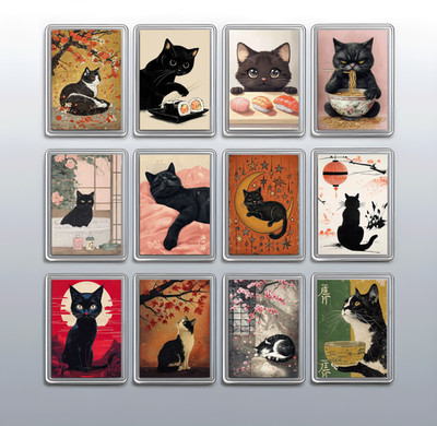Vintage Katze Kühlschrankmagnete - Japanische Sushi Ramen Kawaii Küche Kühlschrank Geschenk