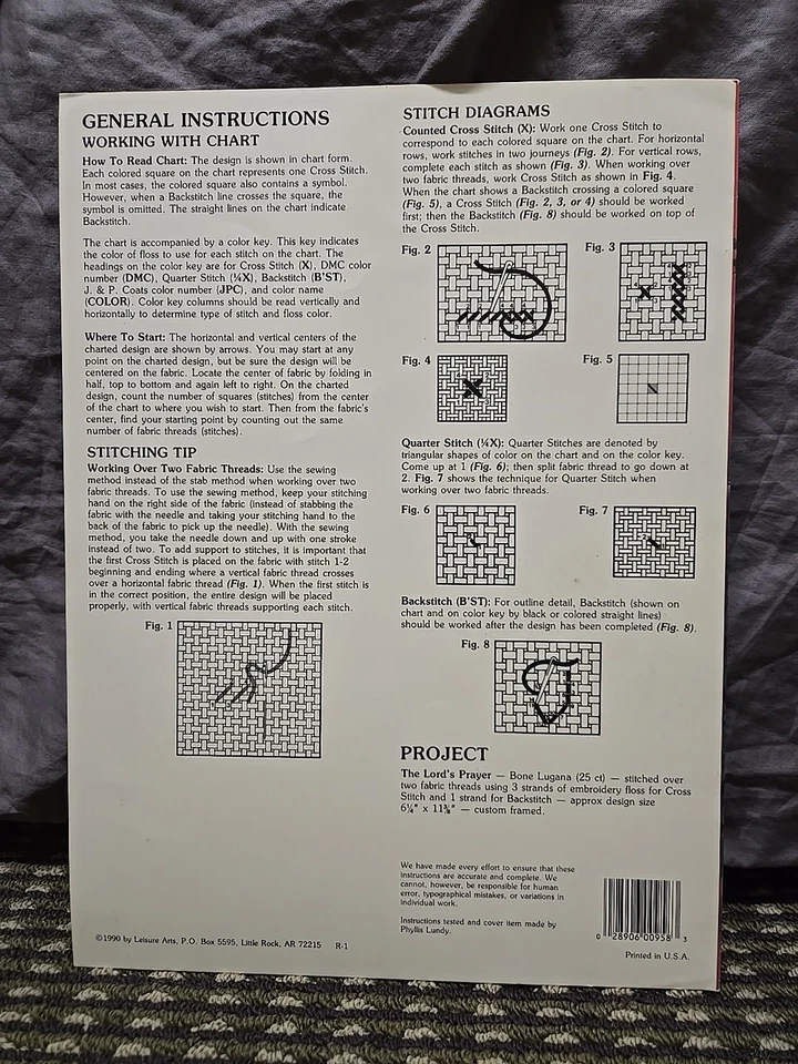 THE LORDS PRAYER Cross Stitch Pattern 958 Leisure Arts 1990 Carol Emmer - Image 2 of 3