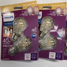 4 Pack-Philips Ceiling Fan Bulbs A15 LED Soft White 40 Watt Equivalent Dimmable