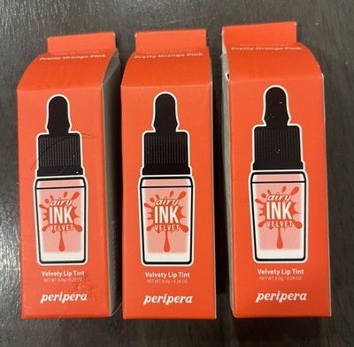 Peripera Ink The Airy Velvet Lip Tint #02 Pretty Orange PINK 3 PACKS *NEW*