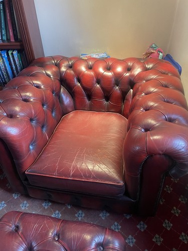 chesterfield sofa, chair, rocking chair and foot stool - Picture 2 of 11