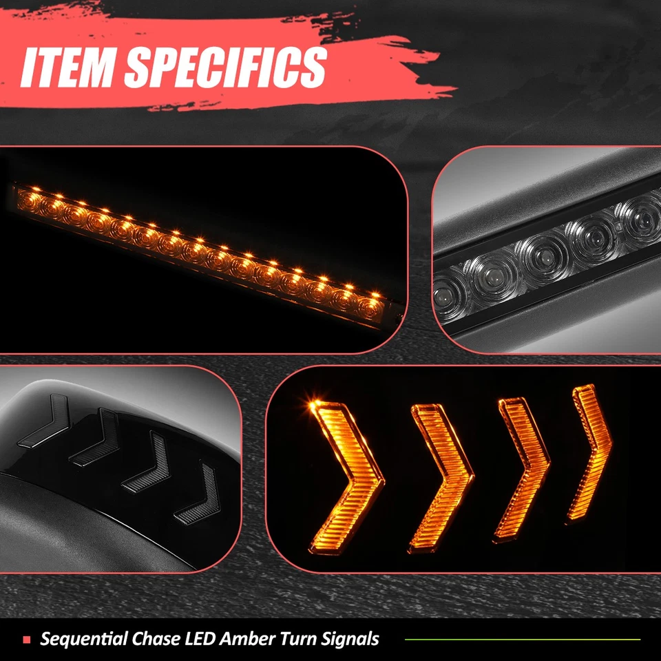 Sequential LED Arrow Pattern Side Hood Mirrors for MV607 RH613 HV LT625 18-22 - Imagem 3 de 4