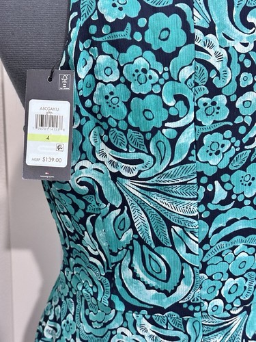 Tommy Hilfiger Women’s 4 Green/Blue Floral Halter Tiered Ruffle Maxi Dress