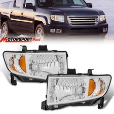 Pair Chrome Amber Headlights Front Lamps Assembly For 2006-2014 Honda Ridgeline