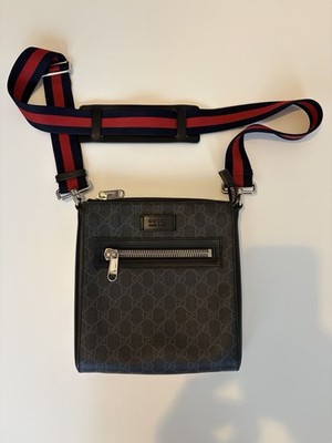 Gucci GG Black Small Messenger Bag Crossbody Umhängetasche Web Stripe Original