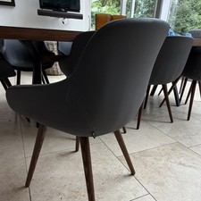Calligaris Grey Upholstered Dining Chair, Solid, Dark Wood Legs Indoor