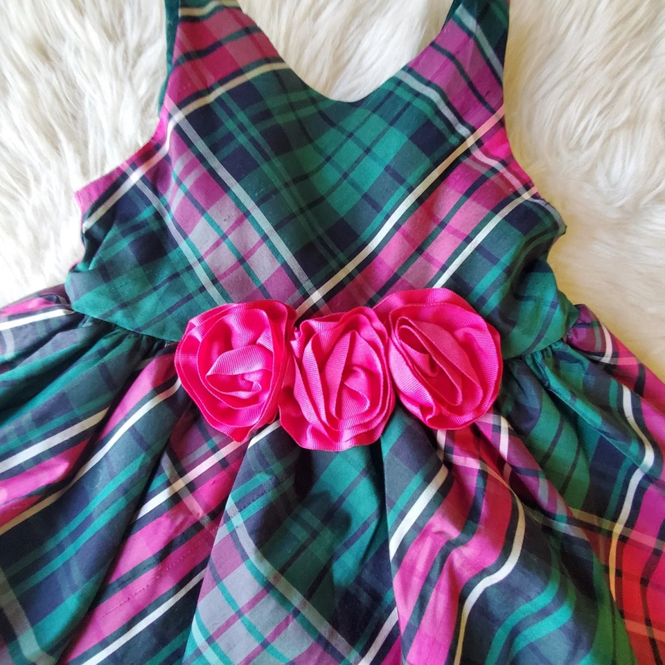 Janie and Jack Nuevo con Etiquetas Vestido Castillo Esmeralda 12-18 Meses Verde Cuadros Mezcla Seda Foto 2 de 4