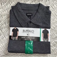 Buffalo David Bitton Men's short Sleeve Shirt Relaxed Fit Black size XL NWT