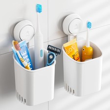 Suction Toothbrush Holder 2 Pack, Tumblers Shower Toothbrush Holder for Wall,...
