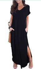 NWT women’s size medium black Grecerella short sleeve maxi dress