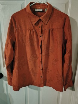 Lemon Grass Faux Suede Top Size XL P2P 26 LENGTH 26 Snap Down Collared 