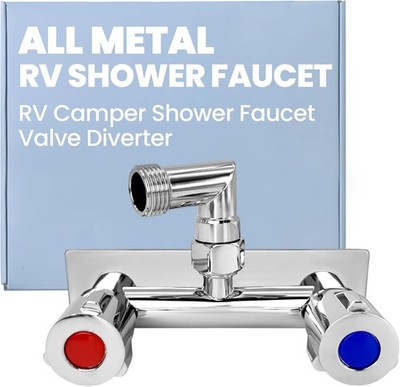 4'' All Metal RV Shower Faucet, with 360° Swivel L-Shaped Adapter, Camper Shower
