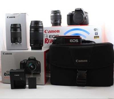 * OPEN BOX EXCELLENT * Canon EOS Rebel T7 DSLR Camera with 18-55mm and 75-300mm