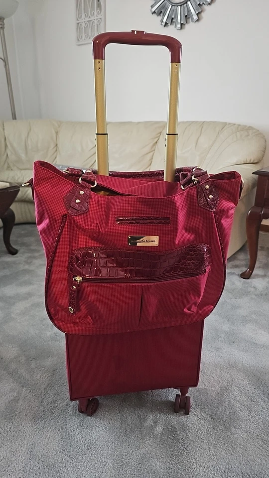Samantha Brown Red 2 Piece Spinner Carryon Luggage Set  - Image 2 of 4