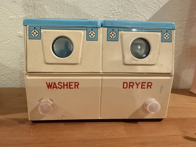 #ad Japan HTF Rare Tin Toy Washer And Dryer WORKS D Battery Blue Collector 1950 60s $99.00