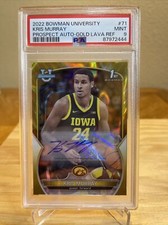 2022-23 BOWMAN CHROME UNIVERSITY KRIS MURRAY GOLD REFRACTOR AUTO 1/50 GEM MINT